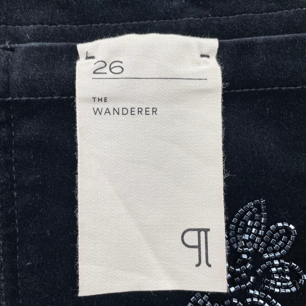 Anthropologie Pilcro The Wanderer Star Embellished Velvet Pants 26 Black Beaded - Picture 7 of 16